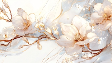 金色花卉艺术插画背景