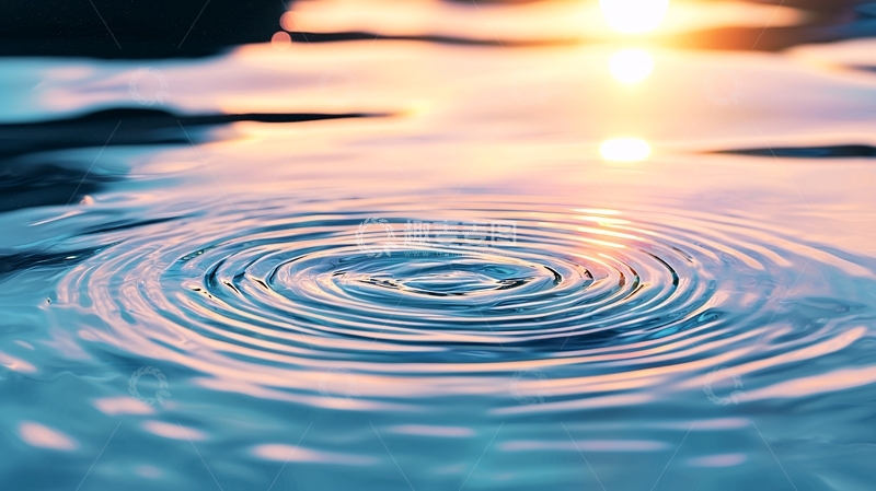 高清大图下载【趣麦麦图】夕阳下的水面涟漪