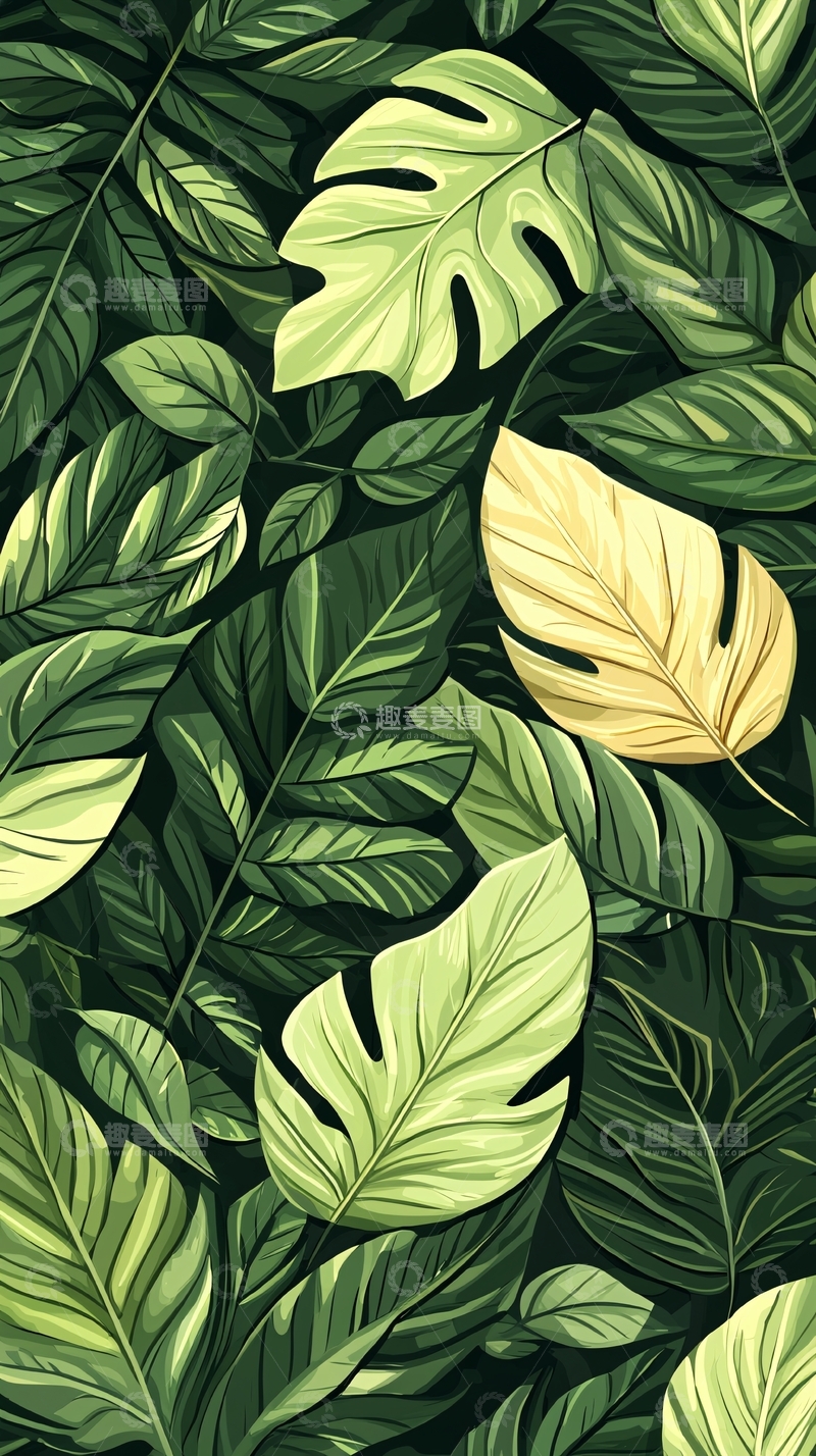 高清大图下载【趣麦麦图】热带植物叶子背景图