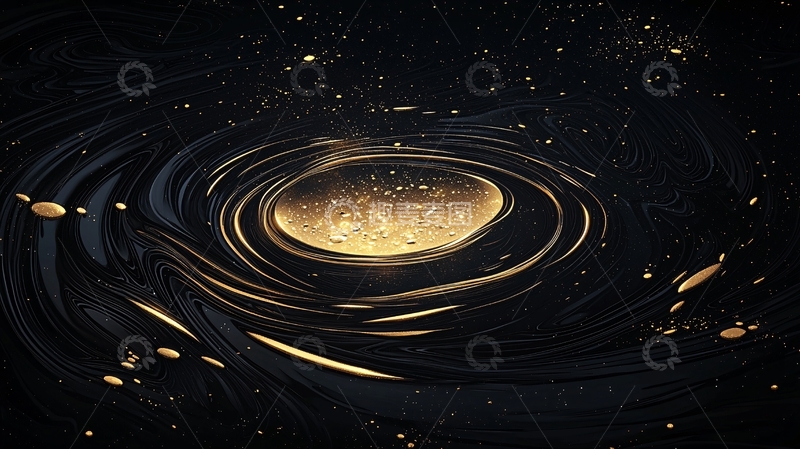 高清大图下载【趣麦麦图】金色漩涡星空背景图