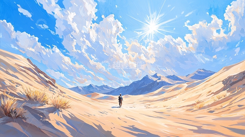 高清大图下载【趣麦麦图】沙漠徒步远行风景