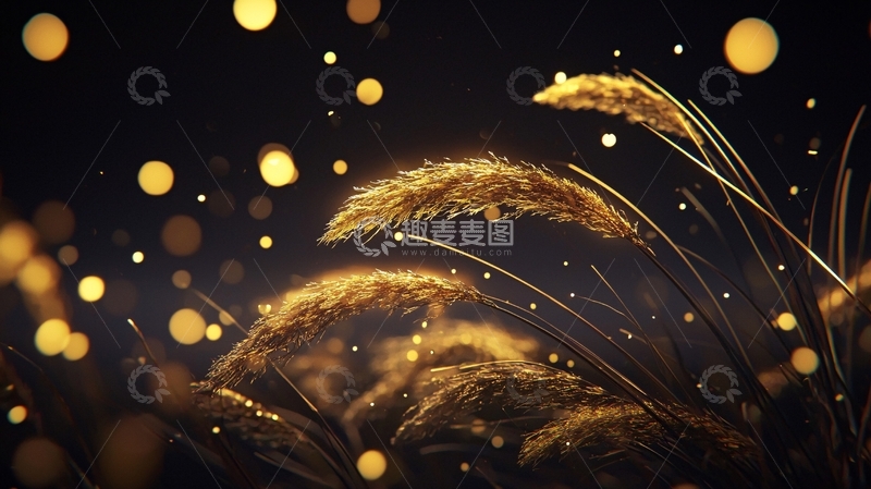 高清大图下载【趣麦麦图】金色麦穗夜景背景