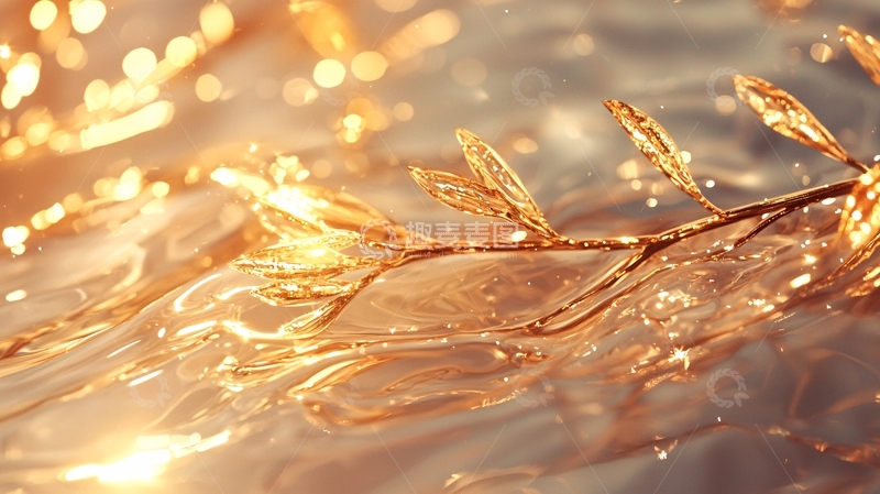 高清大图下载【趣麦麦图】金色枝叶与流动光影