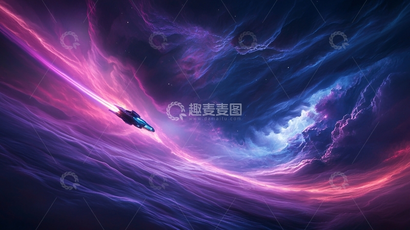 高清大图下载【趣麦麦图】星际飞船穿越神秘星云