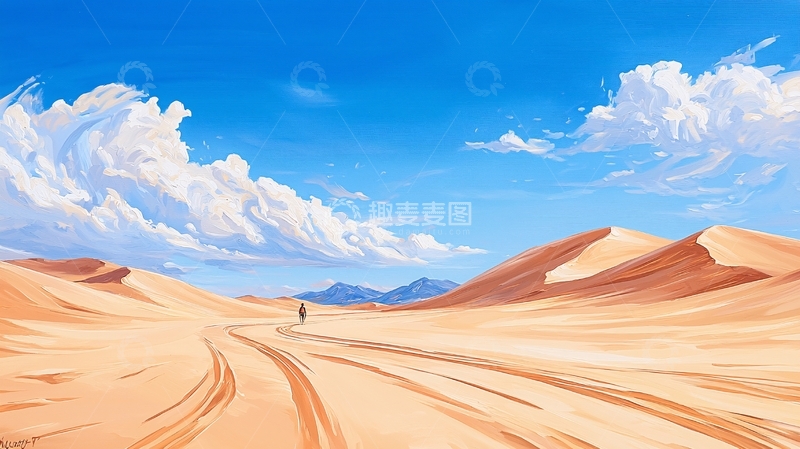 高清大图下载【趣麦麦图】沙漠中的孤独行者