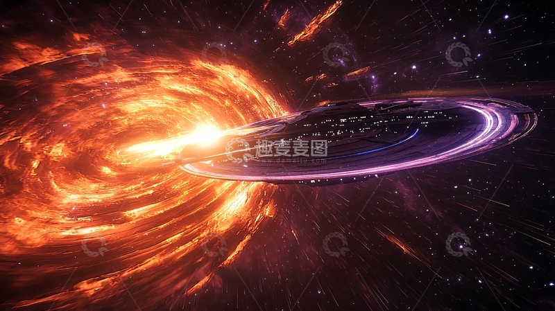 高清大图下载【趣麦麦图】星际飞船穿越星云