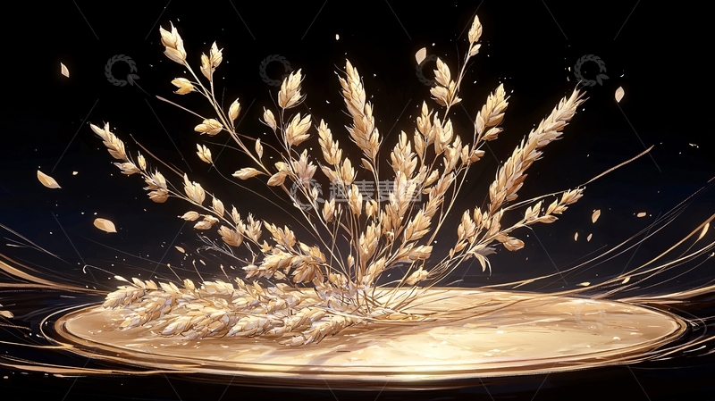 高清大图下载【趣麦麦图】金色麦穗与光晕背景
