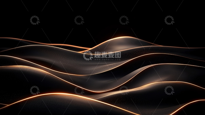 高清大图下载【趣麦麦图】金色波浪线条抽象背景