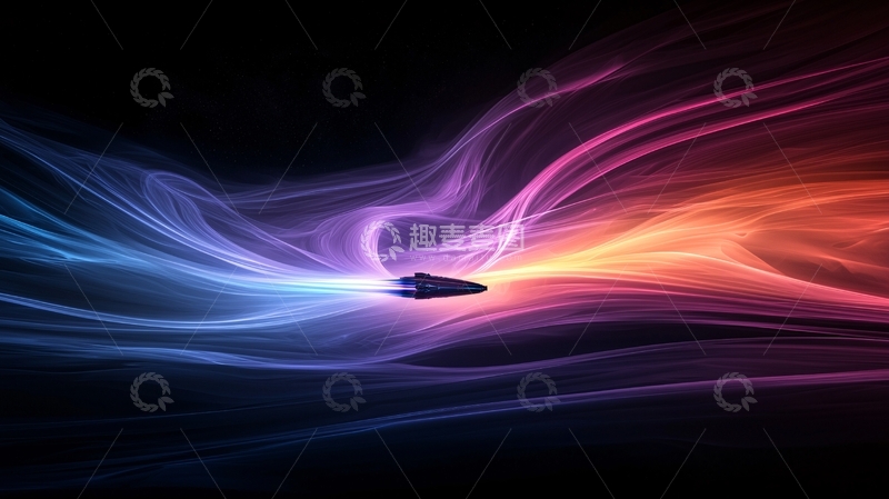 高清大图下载【趣麦麦图】未来科技飞船穿越光带