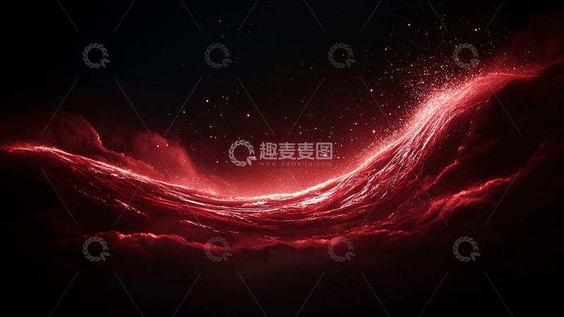 高清大图下载【趣麦麦图】红色波浪星空背景