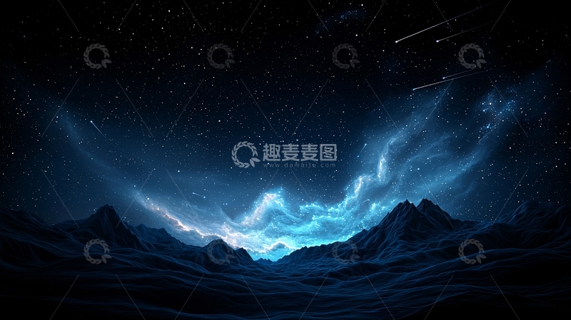高清大图下载【趣麦麦图】夜空下的神秘山脉