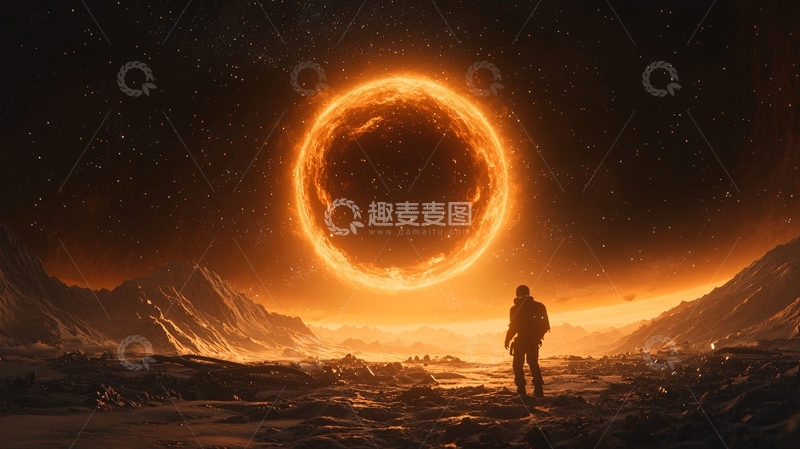 高清大图下载【趣麦麦图】星际探险者与神秘黑洞