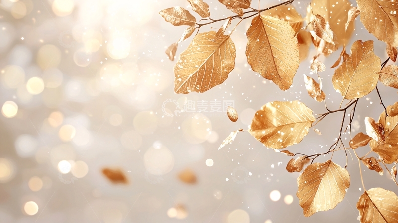 高清大图下载【趣麦麦图】金色秋叶飘落背景图
