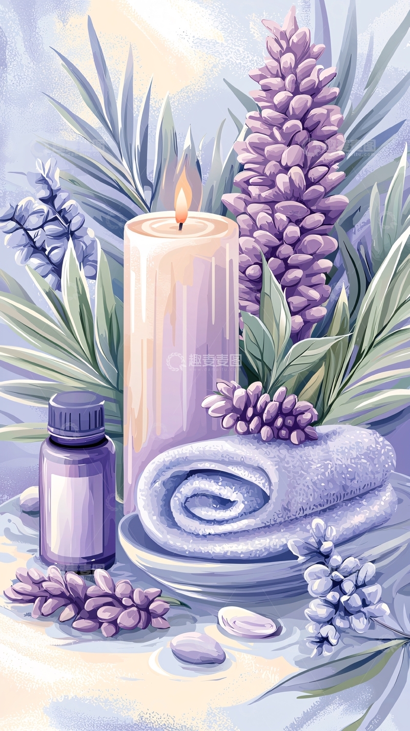 高清大图下载【趣麦麦图】薰衣草主题的放松场景