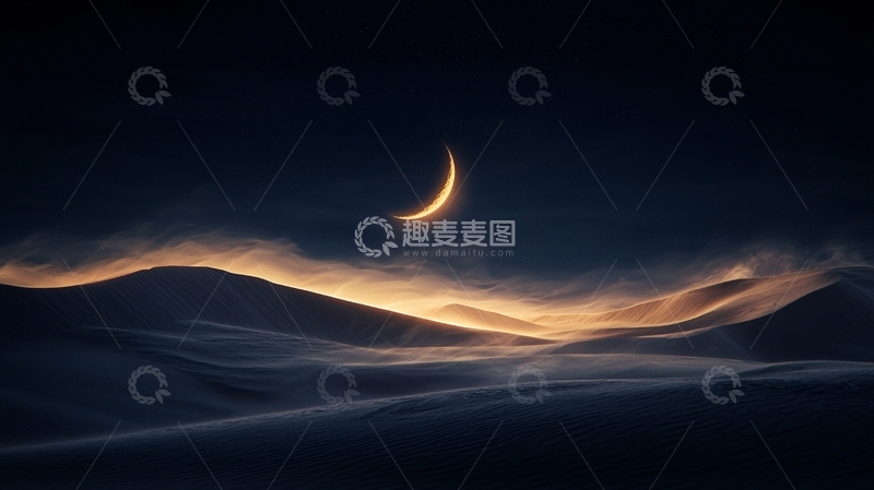 高清大图下载【趣麦麦图】沙漠月夜高清图片