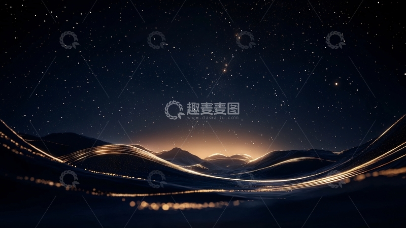 高清大图下载【趣麦麦图】夜空下的山峦与光带