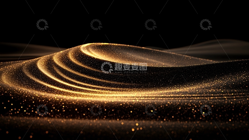 高清大图下载【趣麦麦图】金色粒子流动波纹背景