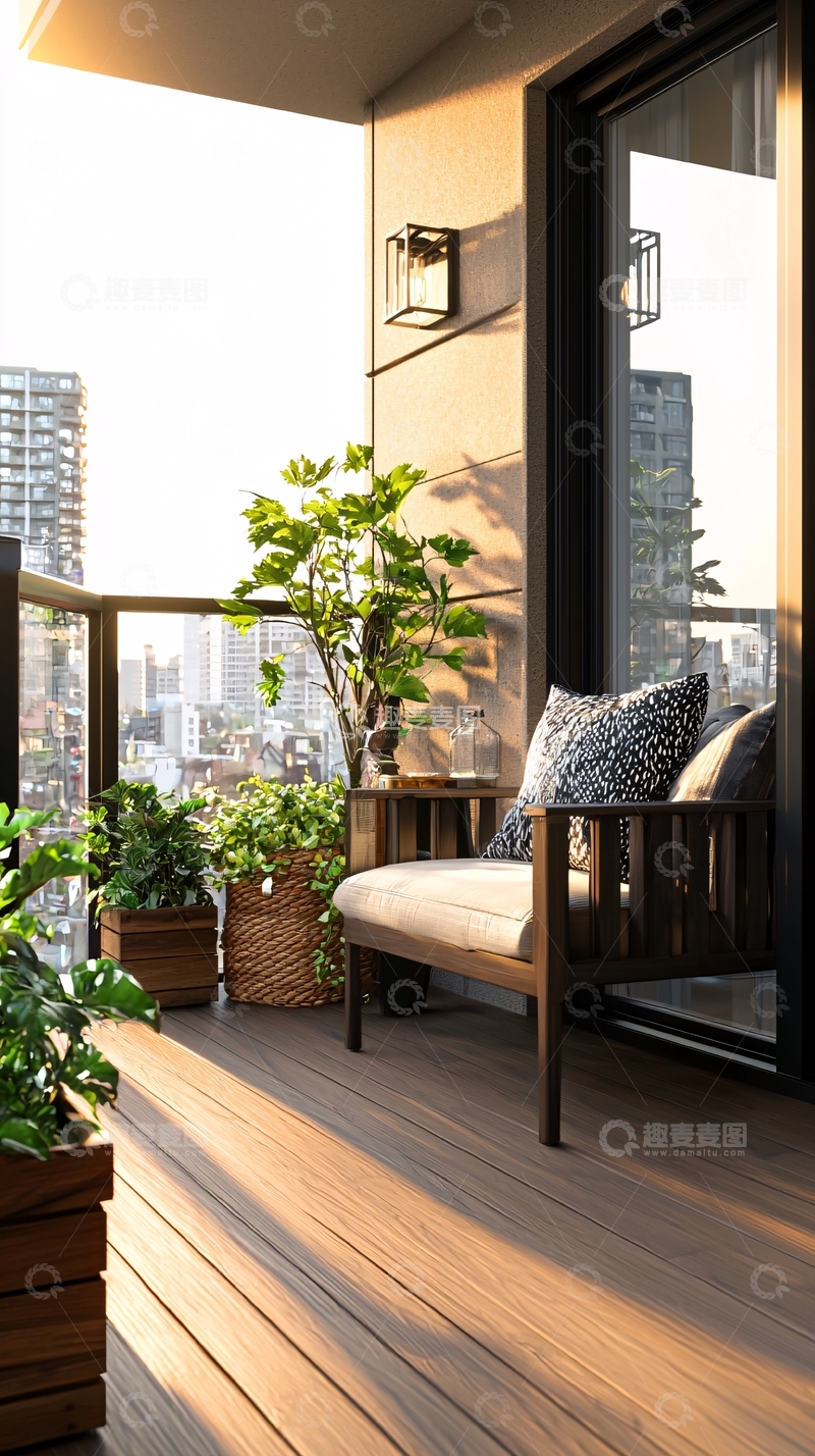 高清大图下载【趣麦麦图】现代阳台设计与植物装饰