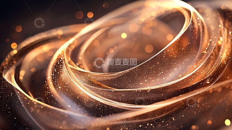 高清大图下载【趣麦麦图】金色光晕流动曲线背景