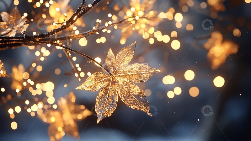 高清大图下载【趣麦麦图】金色树叶与光斑背景