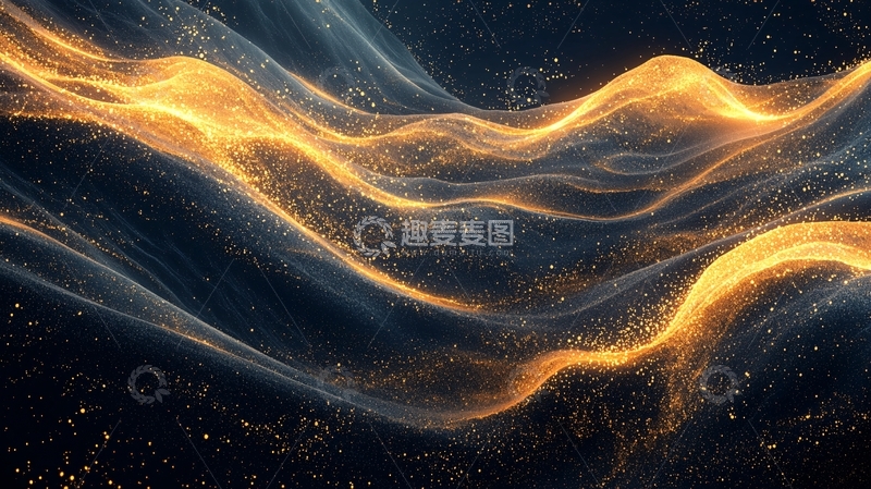 高清大图下载【趣麦麦图】金色波浪星空背景