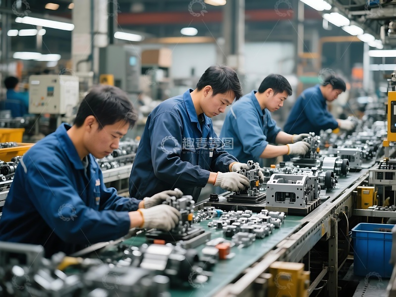 高清大图下载【趣麦麦图】生产线工人装配作业场景