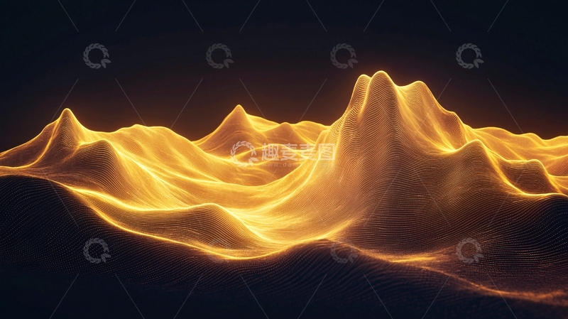 高清大图下载【趣麦麦图】金色波浪山脉抽象艺术背景