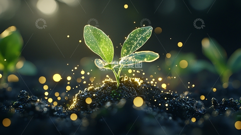 高清大图下载【趣麦麦图】幼苗生长的光芒