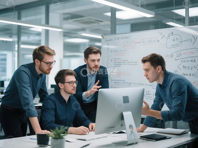 高清大图下载【趣麦麦图】团队办公室内技术交流画面