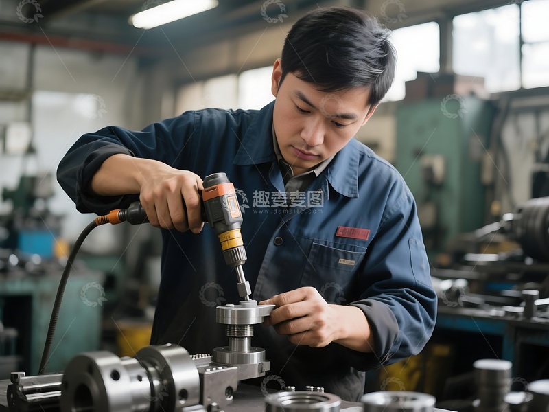 高清大图下载【趣麦麦图】车间工人钻孔作业画面