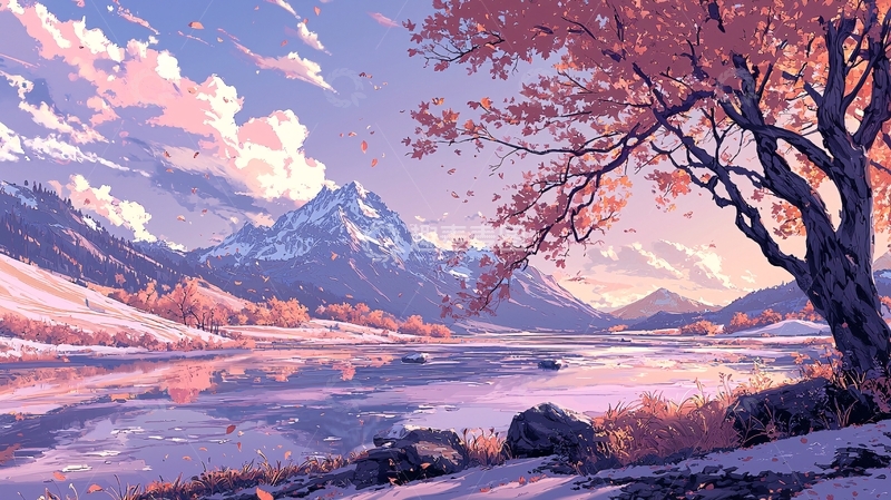 高清大图下载【趣麦麦图】秋日山湖美景