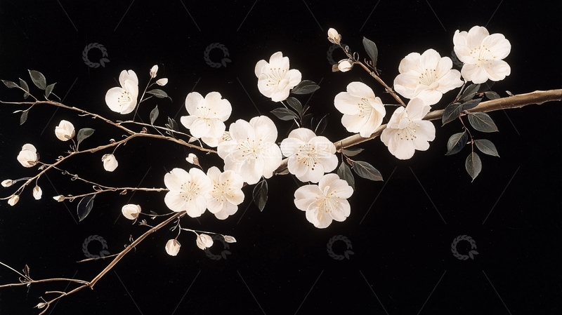 高清大图下载【趣麦麦图】白色樱花树枝背景