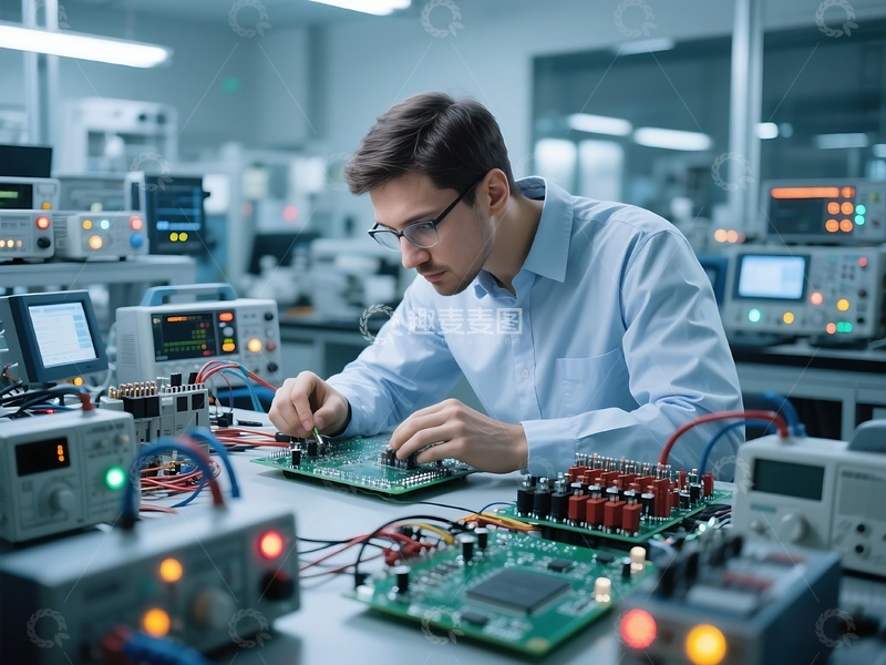 高清大图下载【趣麦麦图】技术员电子元件检测工作场景