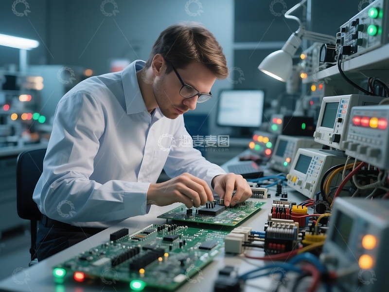 高清大图下载【趣麦麦图】工程师电子设备调试工作画面