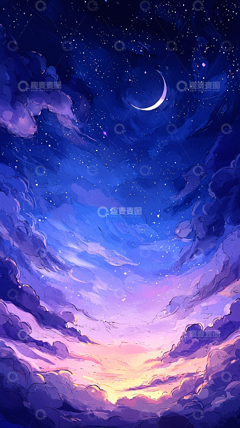 高清大图下载【趣麦麦图】梦幻夜空星辰云彩