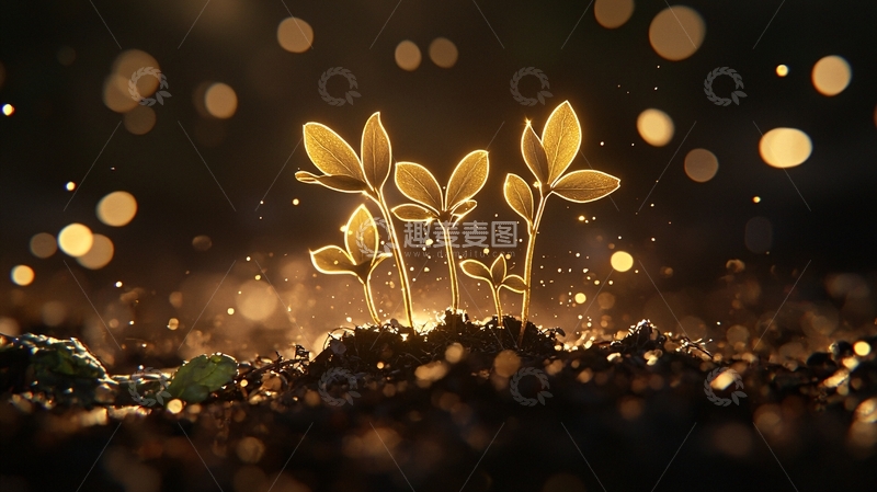 高清大图下载【趣麦麦图】金光闪闪的小苗生长图