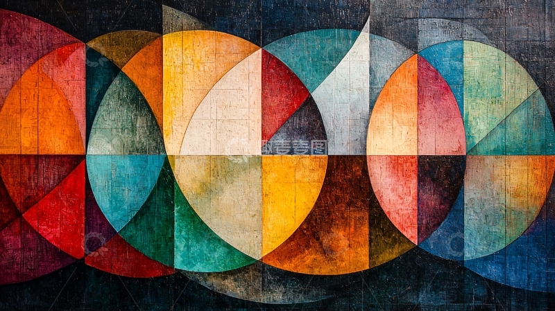 高清大图下载【趣麦麦图】抽象几何色彩拼图背景