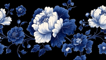 青花瓷风格花卉图案背景