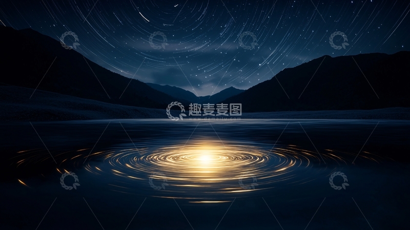 高清大图下载【趣麦麦图】夜空下的湖面涟漪