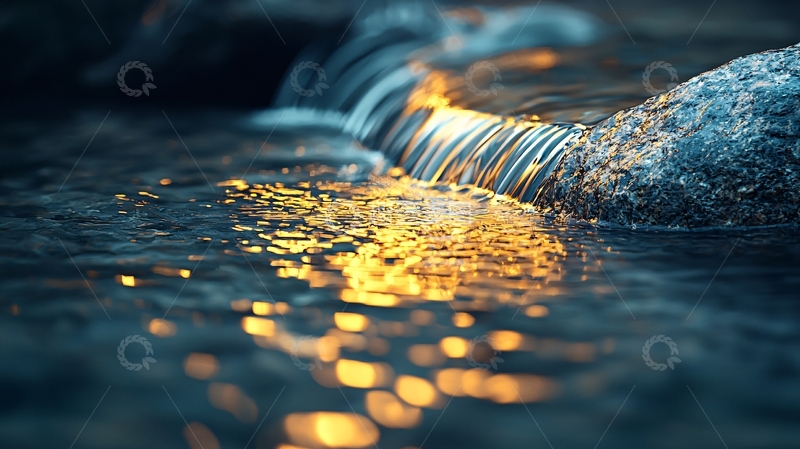 高清大图下载【趣麦麦图】日落时分的溪流瀑布