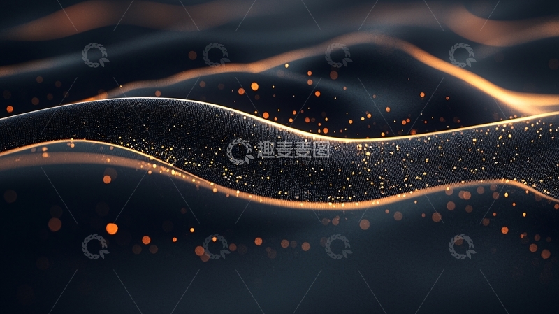 高清大图下载【趣麦麦图】金色波浪粒子背景
