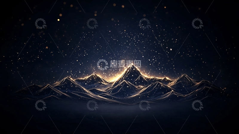 高清大图下载【趣麦麦图】星光点缀的山峰夜景