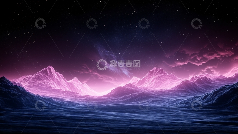 高清大图下载【趣麦麦图】梦幻山海夜景