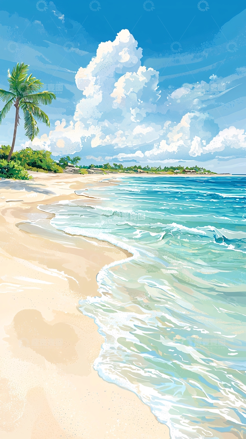 高清大图下载【趣麦麦图】热带海滩风景画
