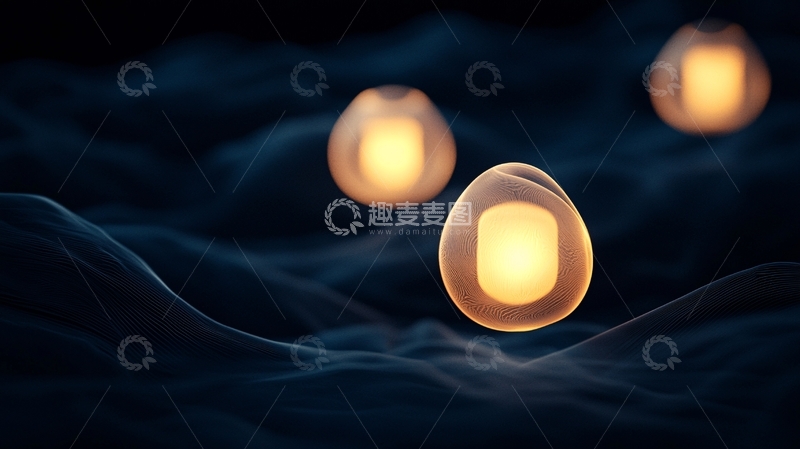 高清大图下载【趣麦麦图】发光的卵形物体在夜空中