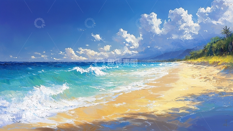 高清大图下载【趣麦麦图】热带海滩风景画