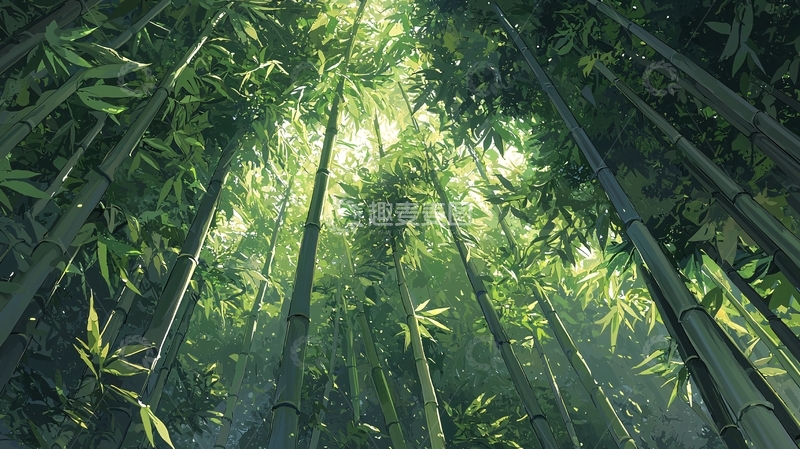 高清大图下载【趣麦麦图】竹林光影自然风光
