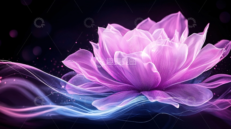 高清大图下载【趣麦麦图】梦幻紫色莲花艺术插画