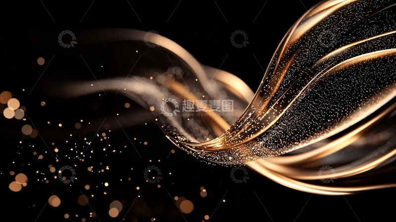 高清大图下载【趣麦麦图】金色流光动态线条背景