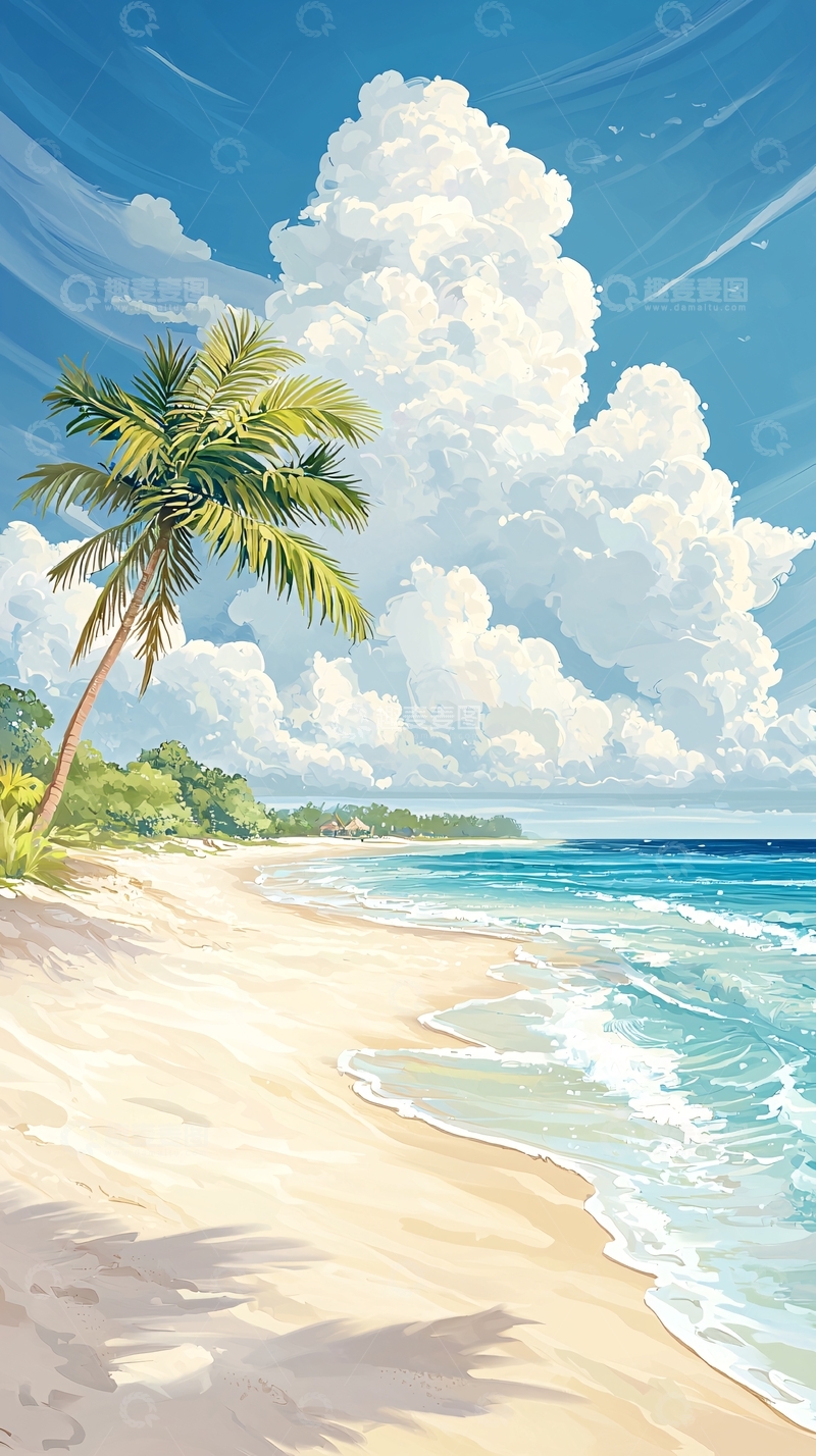 高清大图下载【趣麦麦图】热带海滩风景画